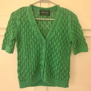 Reformation Pansy Crochet Eyelet Short Sleeve Button Down Cardigan